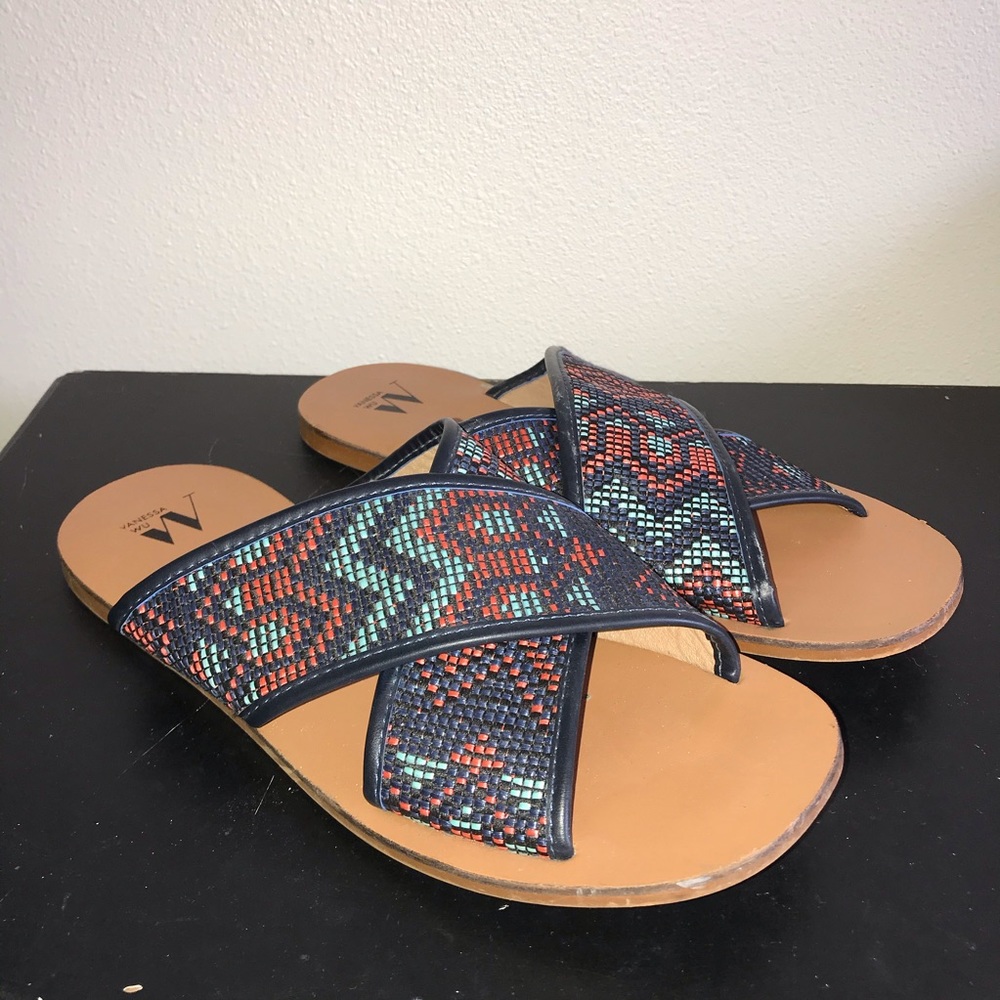 Vanessa Wu Southwestern-Pattern Woven Sandals